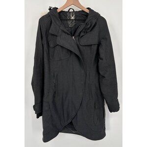 Spyder Winter Jacket Women Size Medium Gray Long Faux Fur Magnetic Button